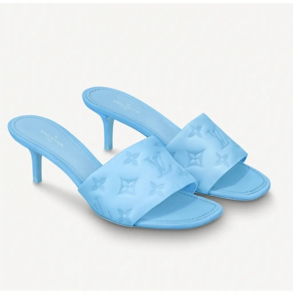 LV LAMBSKIN MONOGRAM EMBOSSED LEATHER REVIVAL MULES