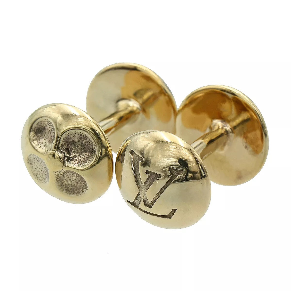 LOUIS VUITTON STERLING SILVER MONOGRAM BOUTONS DE MANCHETTE CUFFLINKS