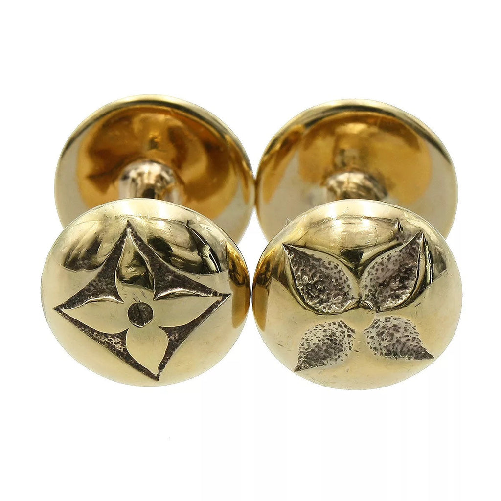 LOUIS VUITTON STERLING SILVER MONOGRAM BOUTONS DE MANCHETTE CUFFLINKS