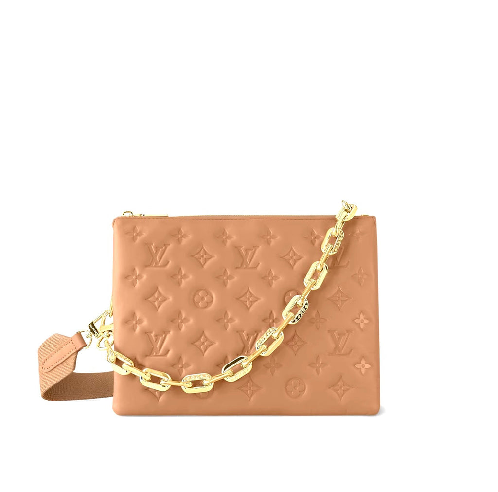 LOUIS VUITTON LAMBSKIN EMBOSSED MONOGRAM COUSSIN PM BAG