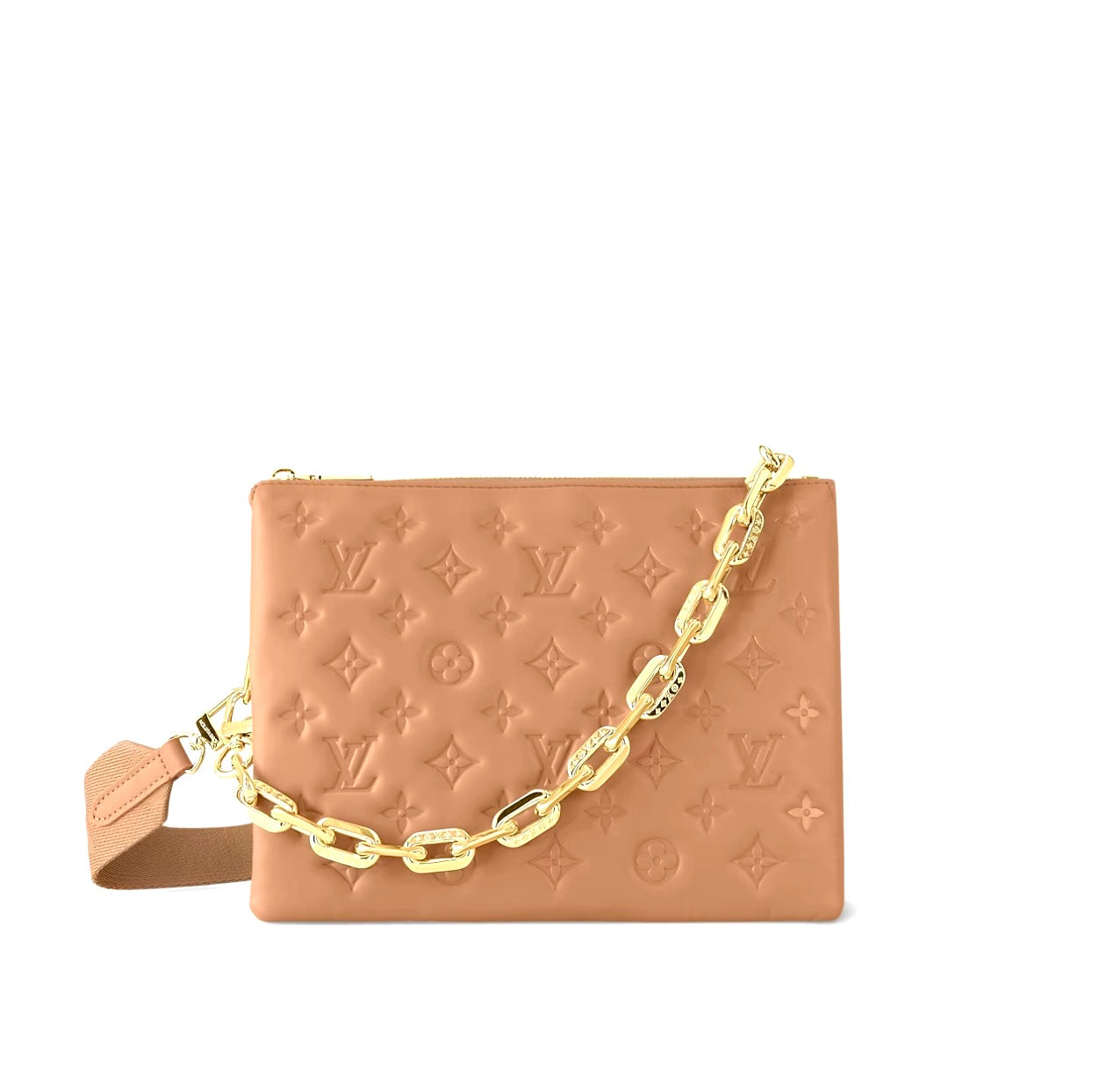 LOUIS VUITTON LAMBSKIN EMBOSSED MONOGRAM COUSSIN PM BAG