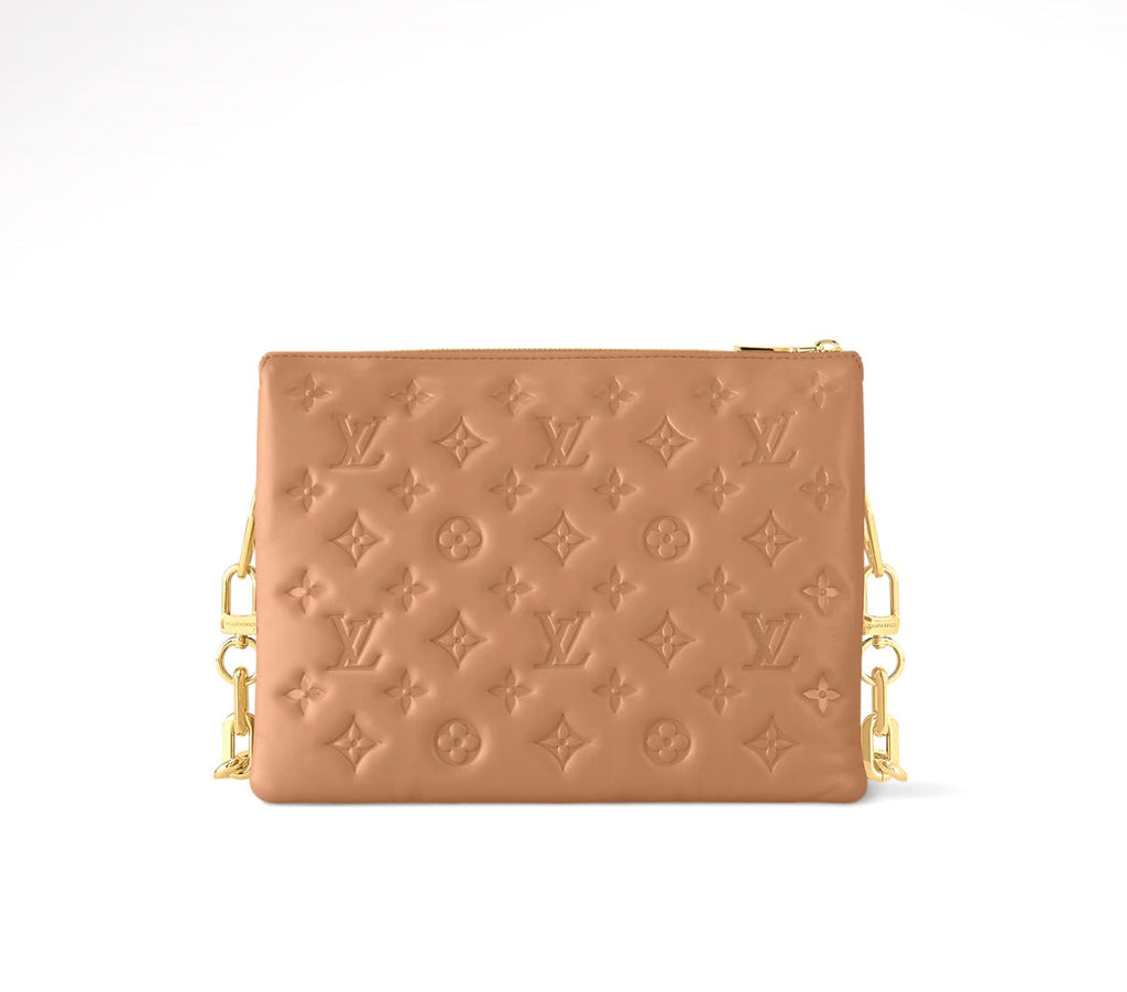 LOUIS VUITTON LAMBSKIN EMBOSSED MONOGRAM COUSSIN PM BAG