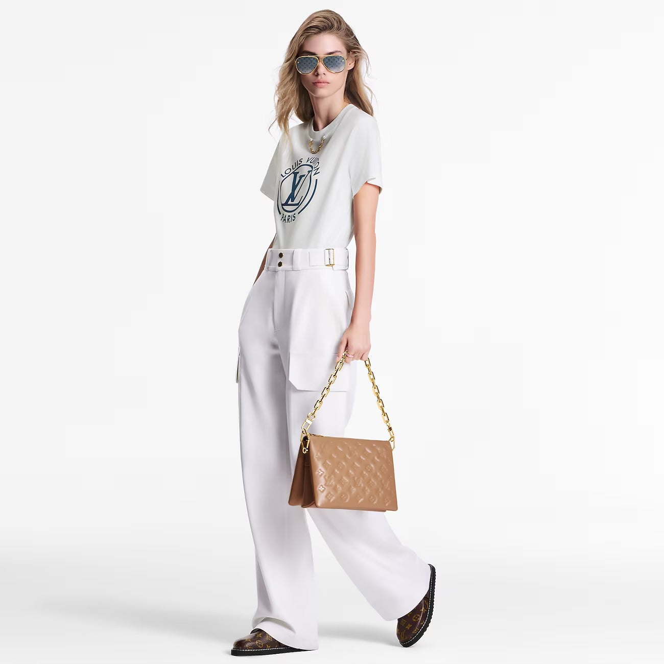LOUIS VUITTON LAMBSKIN EMBOSSED MONOGRAM COUSSIN PM BAG