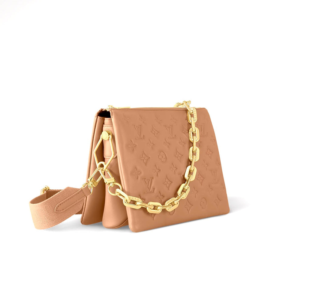 LOUIS VUITTON LAMBSKIN EMBOSSED MONOGRAM COUSSIN PM BAG