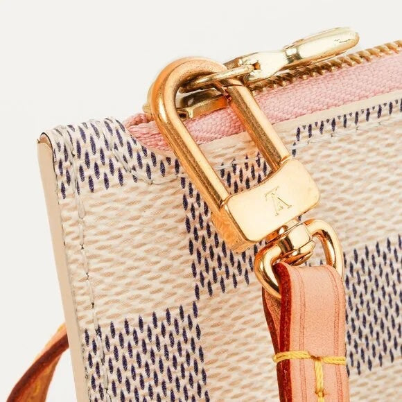 LOUIS VUITTON DAMIER AZUR NEVERFULL POCHETTE ROSE BALLERINE