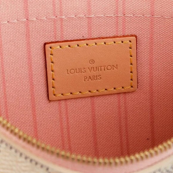 LOUIS VUITTON DAMIER AZUR NEVERFULL POCHETTE ROSE BALLERINE