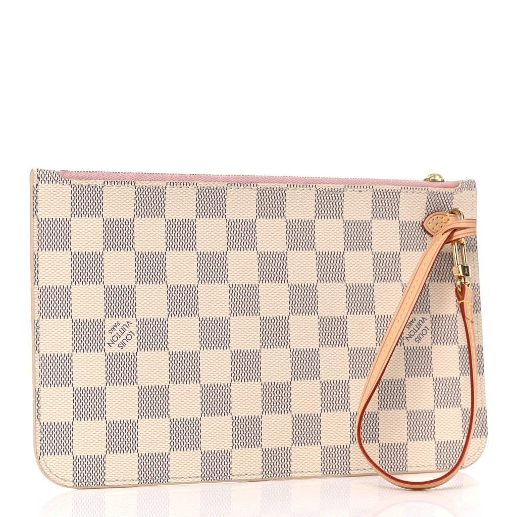 LOUIS VUITTON DAMIER AZUR NEVERFULL POCHETTE ROSE BALLERINE