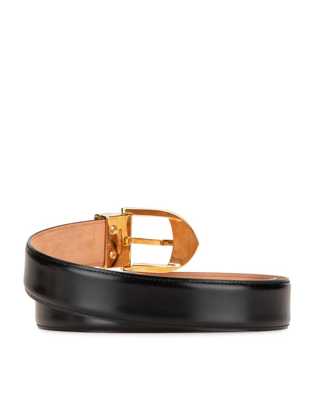 LOUIS VUITTON TAIGALEATHER GOLD-TONE BUCKLE BELT