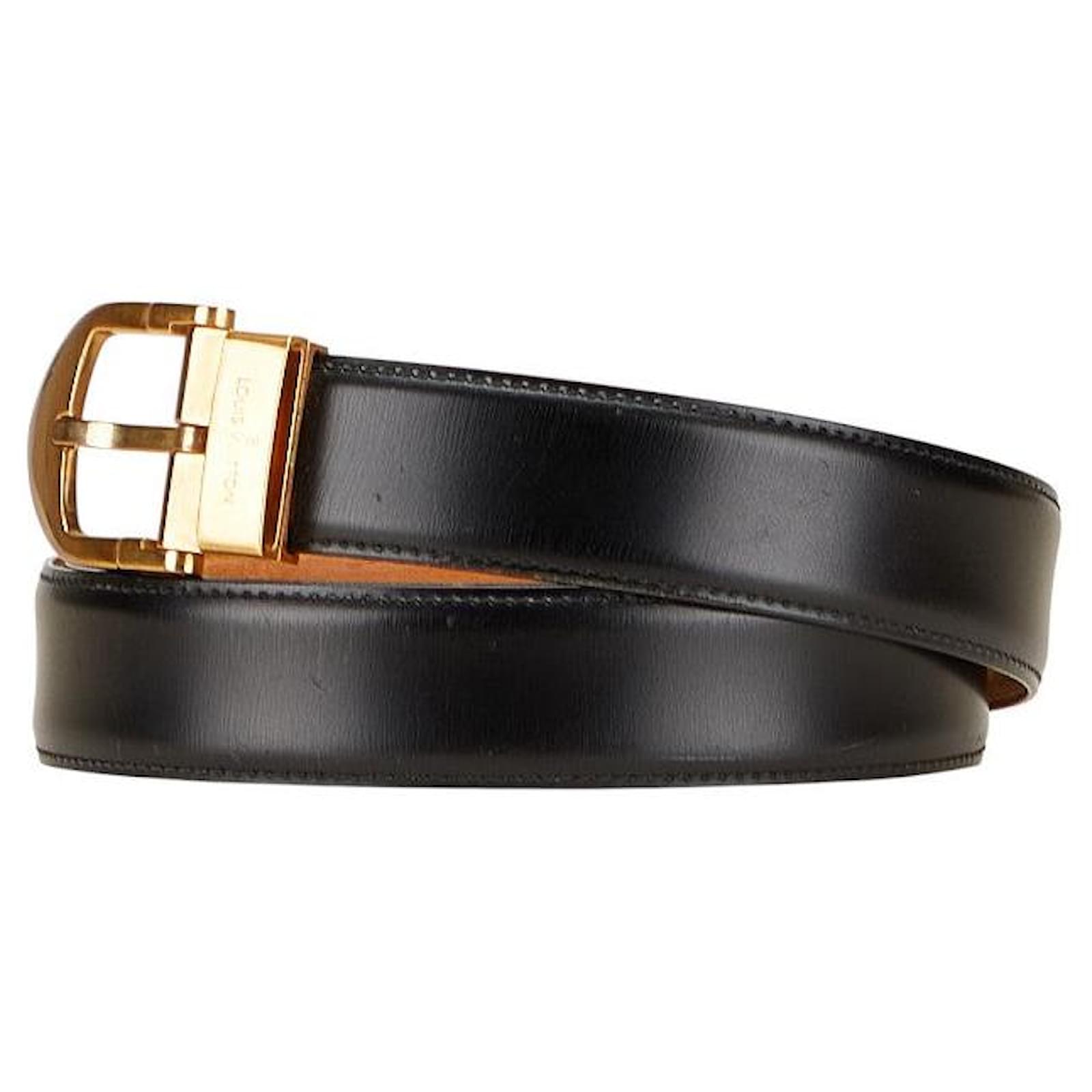LOUIS VUITTON TAIGALEATHER GOLD-TONE BUCKLE BELT