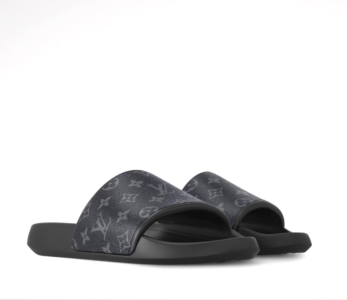 LOUIS VUITTON MEN'S MONOGRAM WATERFRONT SLIDE MULES