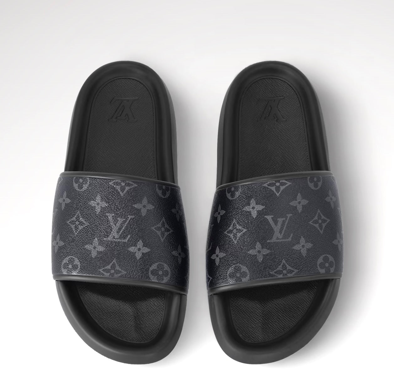 LOUIS VUITTON MEN'S MONOGRAM WATERFRONT SLIDE MULES