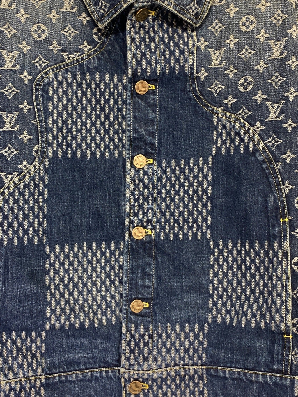 LOUIS VUITTON X NIGO GIANT DAMIER WAVES MNGM DENIM JACKET
