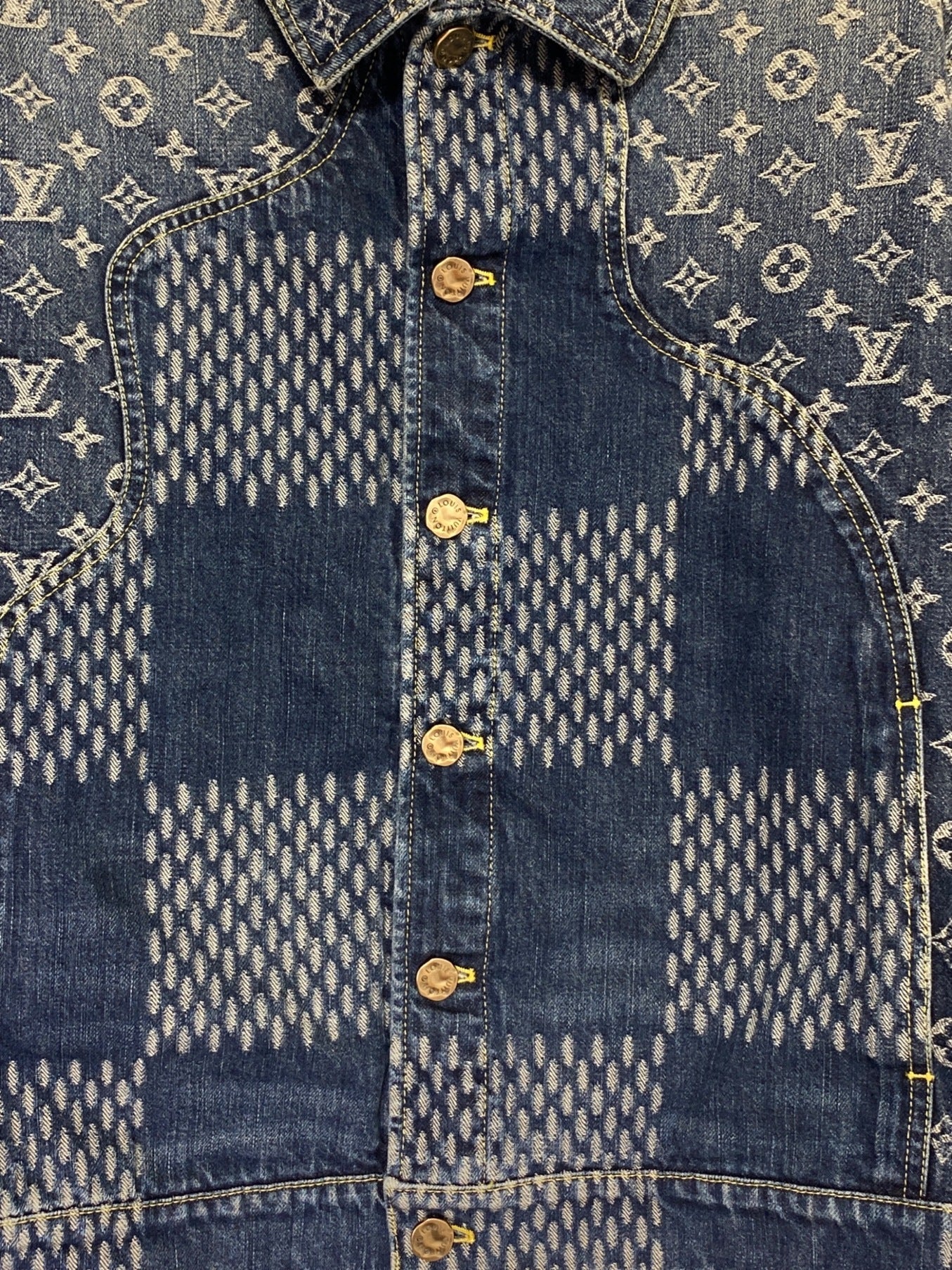 LOUIS VUITTON X NIGO GIANT DAMIER WAVES MNGM DENIM JACKET