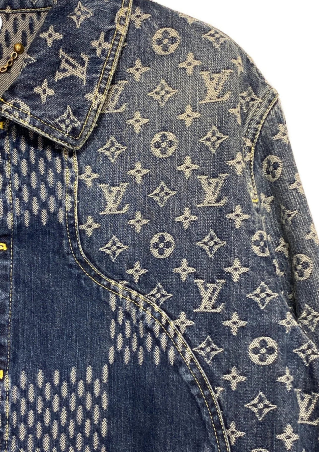 LOUIS VUITTON X NIGO GIANT DAMIER WAVES MNGM DENIM JACKET