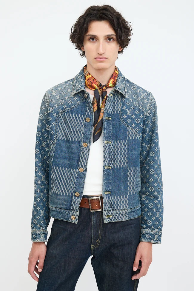 LOUIS VUITTON X NIGO GIANT DAMIER WAVES MNGM DENIM JACKET