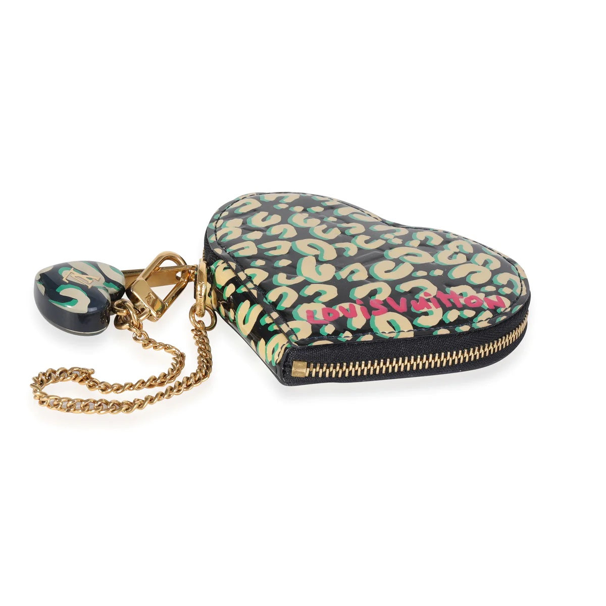LOUIS VUITTON X STEPHEN SPROUSE LEOPARD VERNIS HEART COIN PURSE