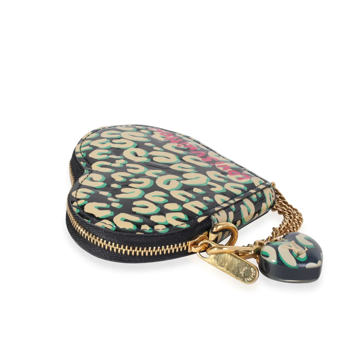 LOUIS VUITTON X STEPHEN SPROUSE LEOPARD VERNIS HEART COIN PURSE