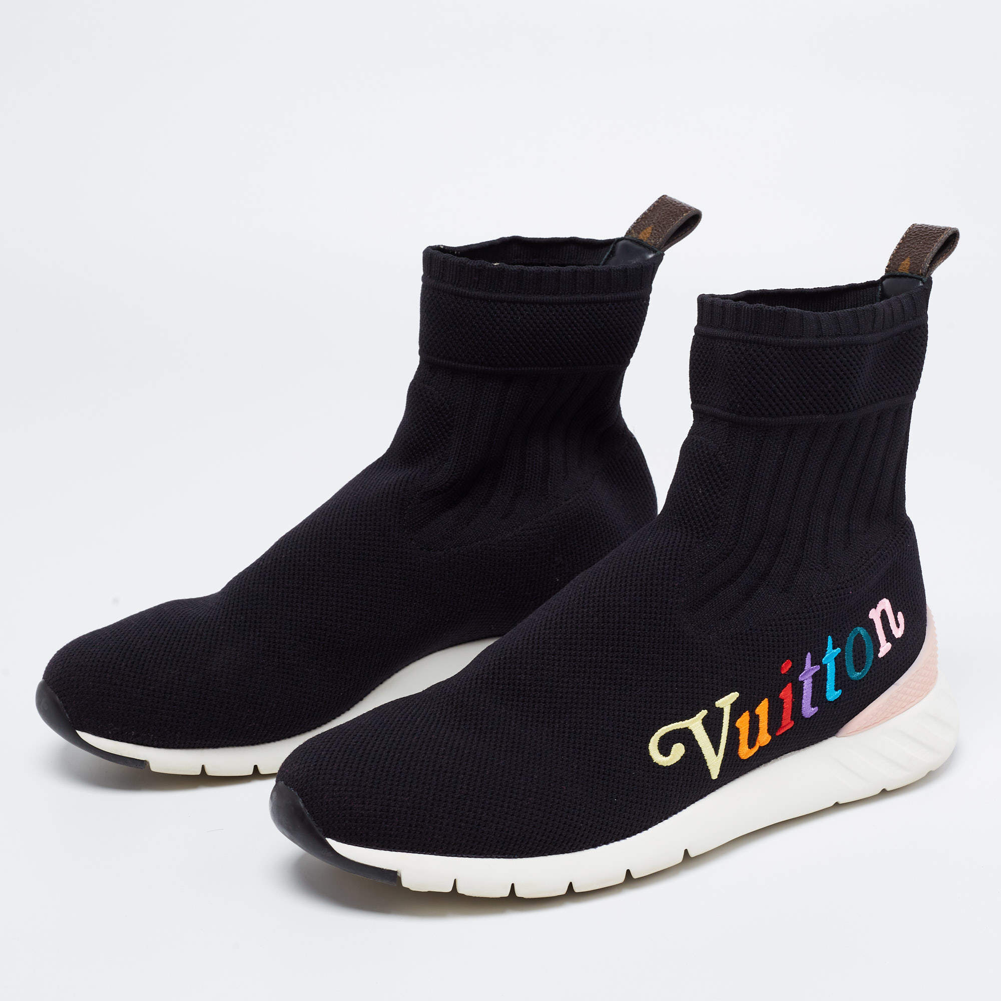 LOUIS VUITTON STRETCH KNIT AFTERGAME HIGH-TOP SNEAKERS