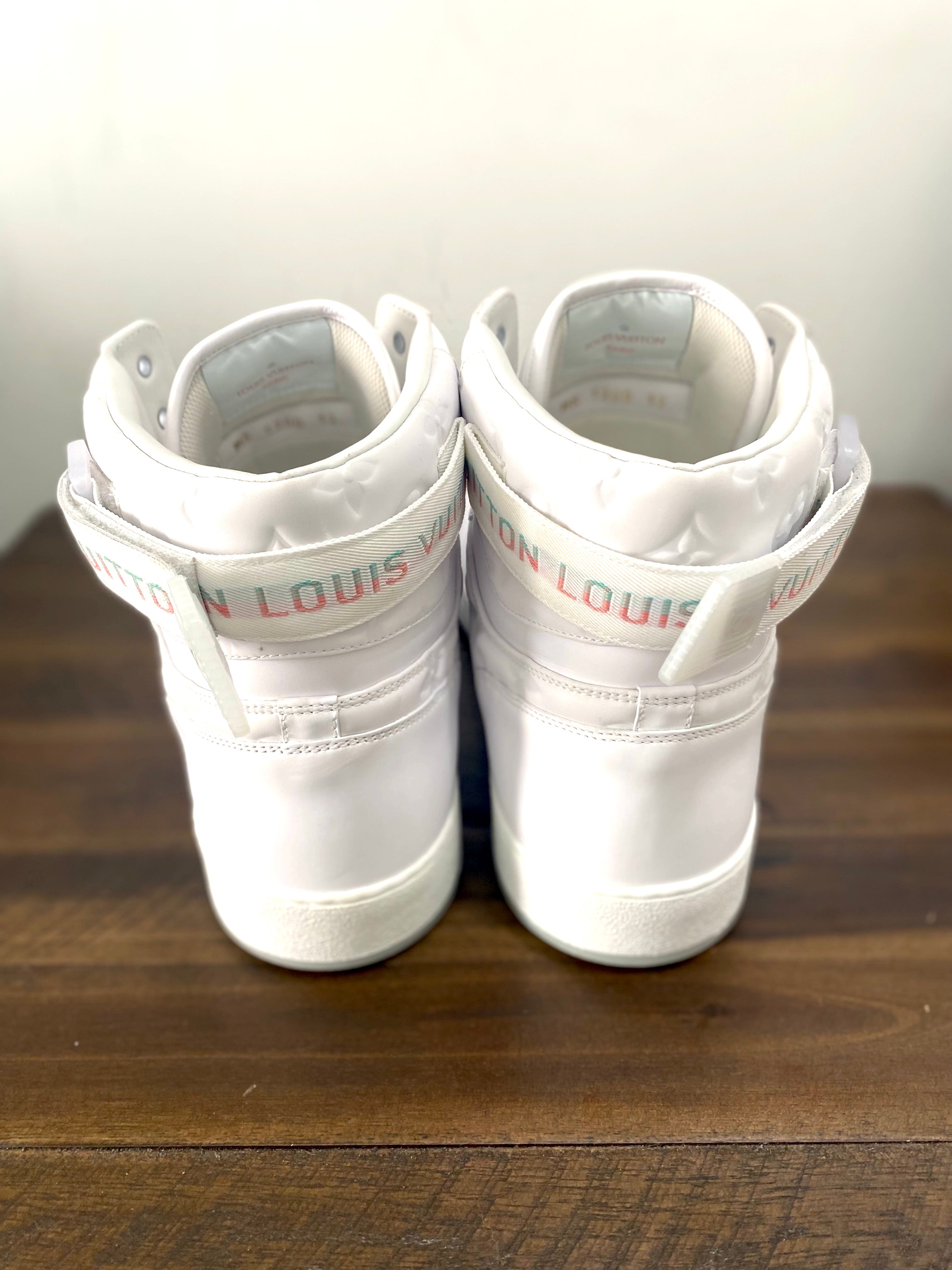 LOUIS VUITTON RIVOLI MONOGRAM LEATHER HI-TOP SNEAKERS
