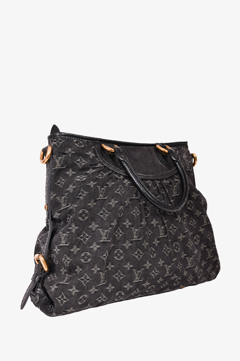 Louis Vuitton 2007 Black Denim Monogram Neo Cabby MM Tote