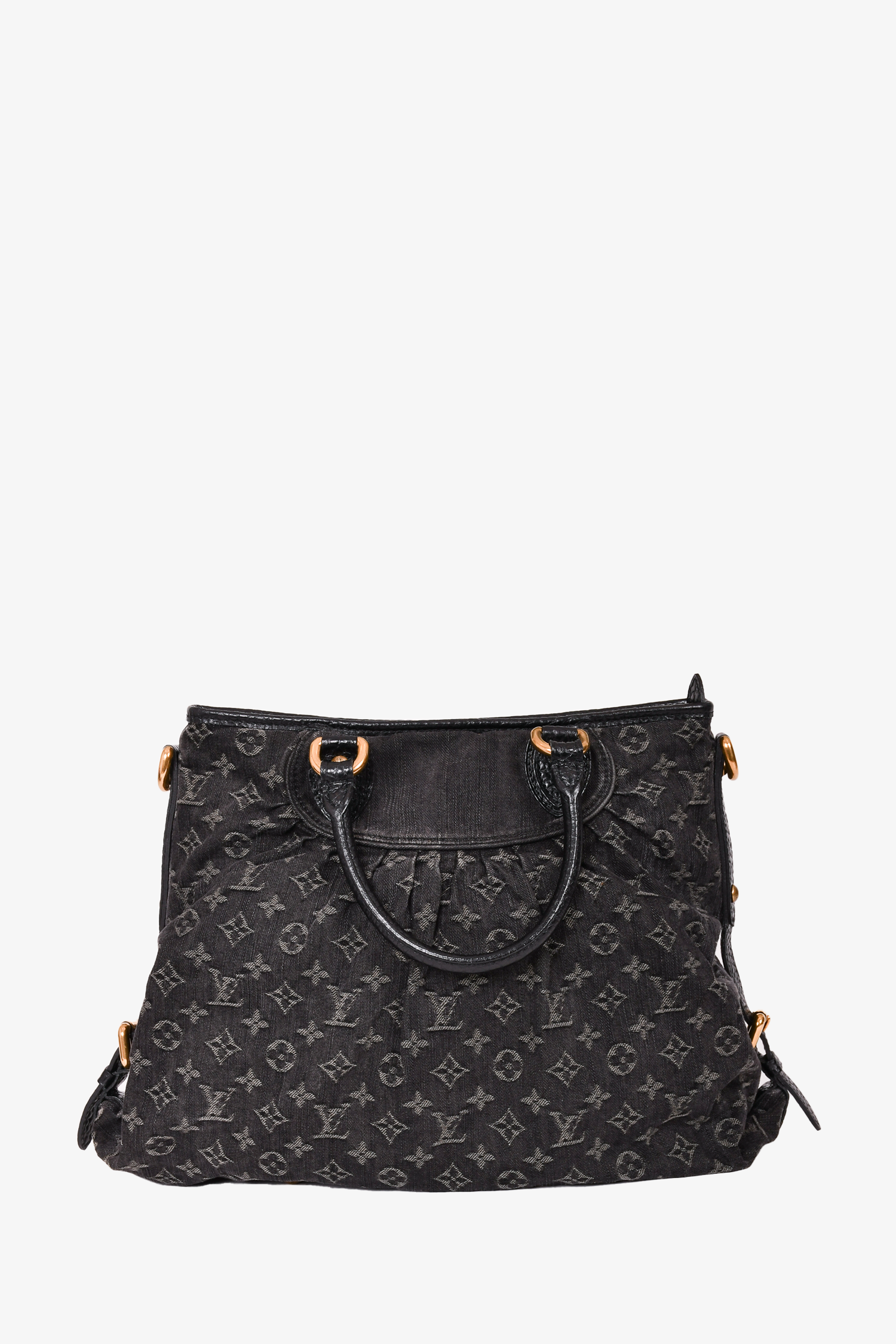 Louis Vuitton 2007 Black Denim Monogram Neo Cabby MM Tote