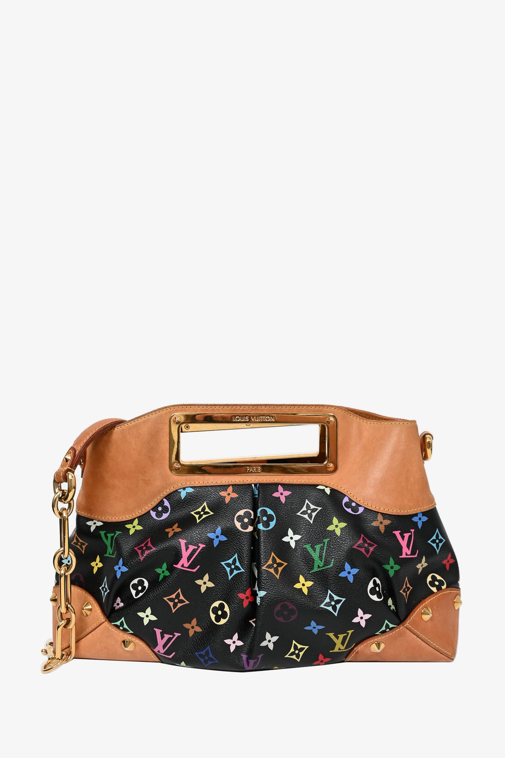 Louis Vuitton 2012 Black Monogram Multicolore 'Judy' MM Top Handle Bag with Strap