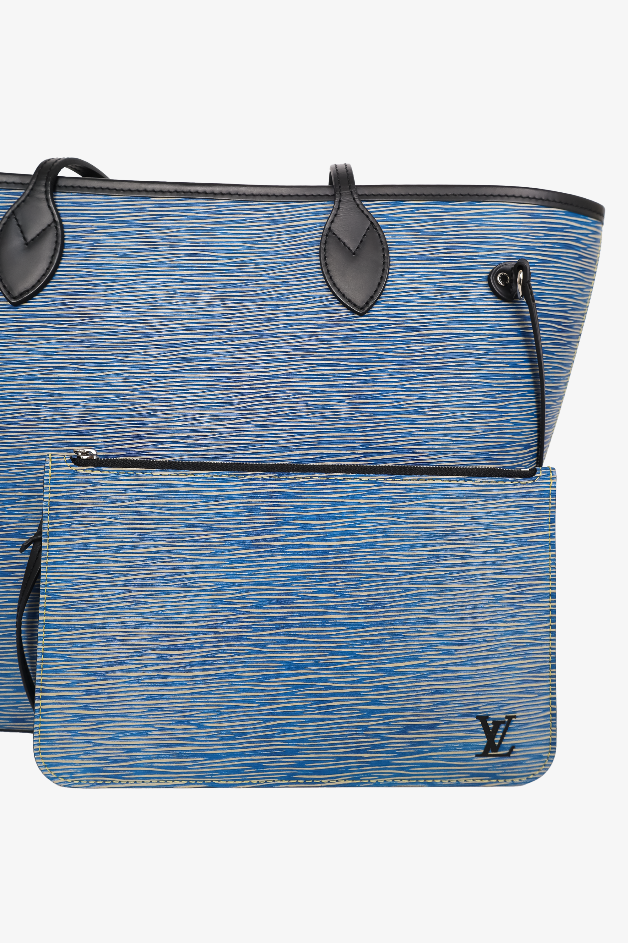 Louis Vuitton 2016 Blue/Black Epi Neverfull MM Tote With Pouch