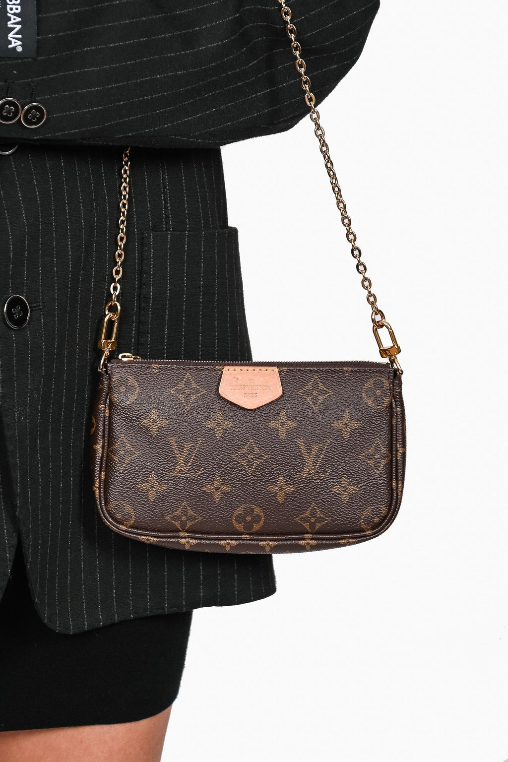 Louis Vuitton 2020 Brown Leather Monogram Multi Pouch Pochette Crossbody w/ Green Strap