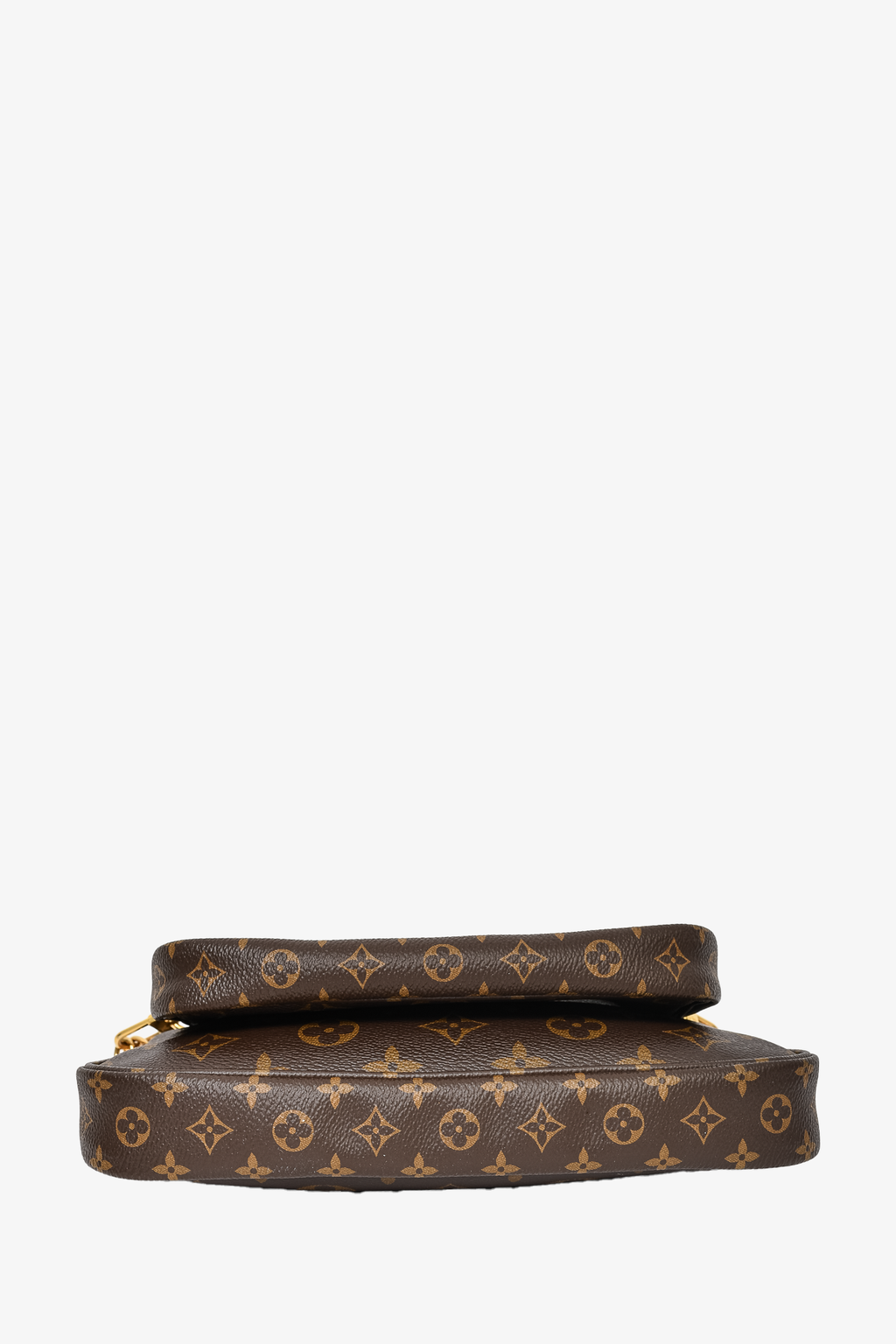 Louis Vuitton 2020 Brown Leather Monogram Multi Pouch Pochette Crossbody w/ Green Strap
