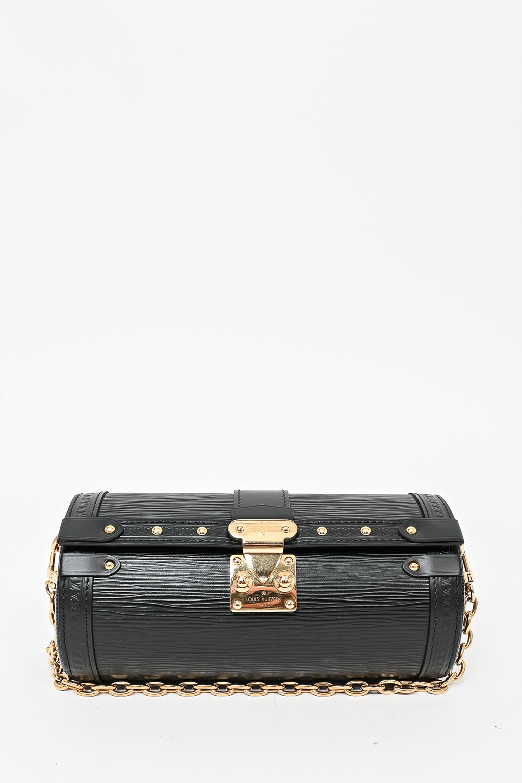 Louis Vuitton 2021 Black Epi Leather Papillon Trunk Bag with Chain and Leather Strap