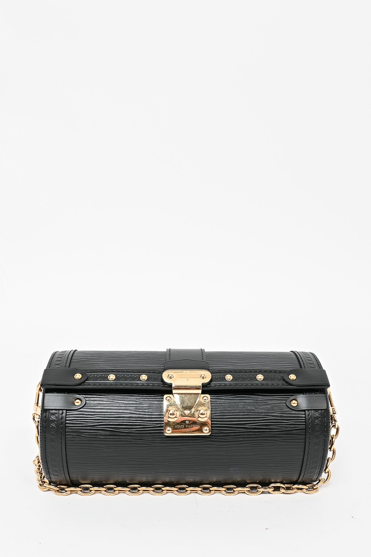 Louis Vuitton 2021 Black Epi Leather Papillon Trunk Bag with Chain and Leather Strap