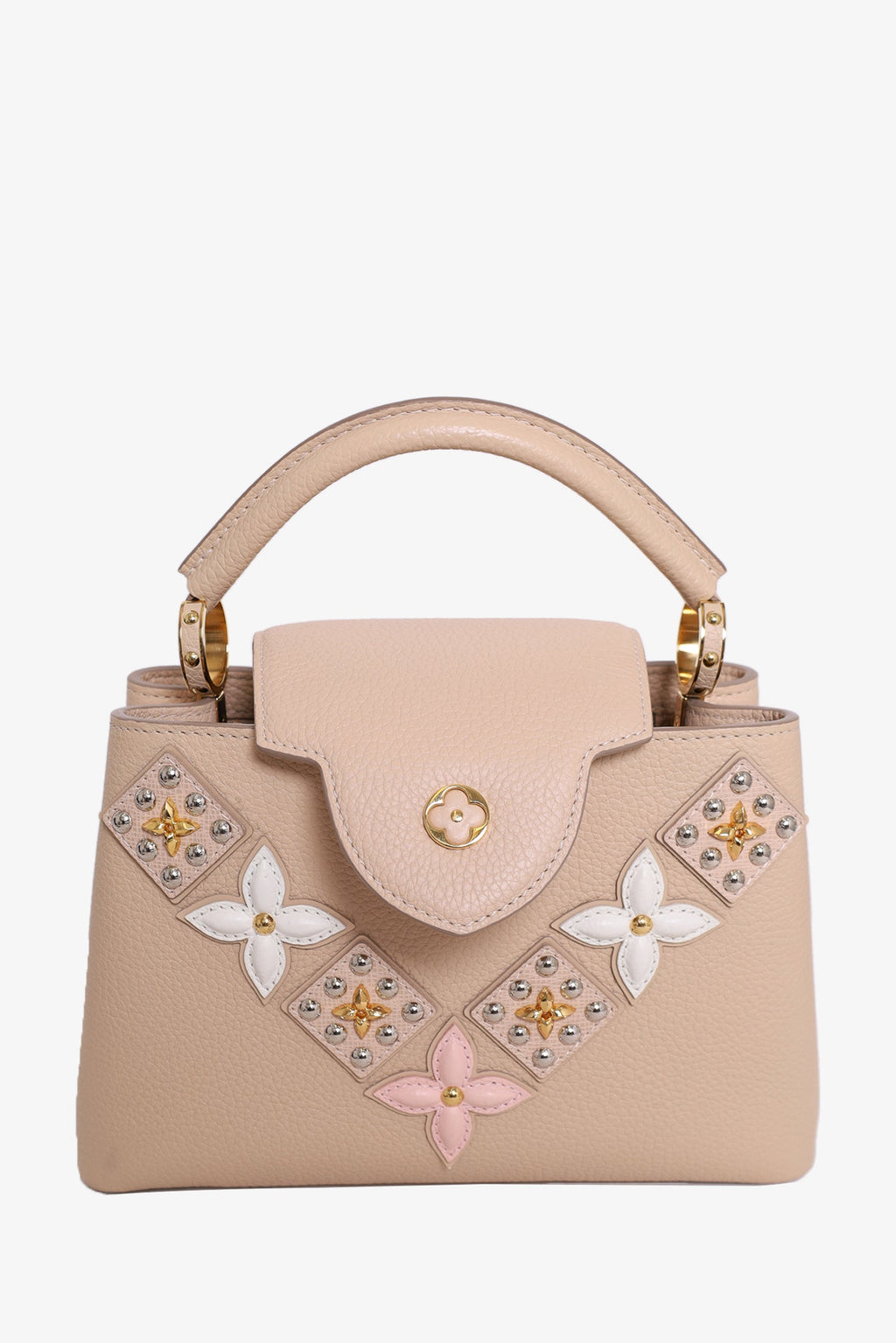 Louis Vuitton Beige Taurillon Mechanical Flowers Smile Capucines BB with Strap