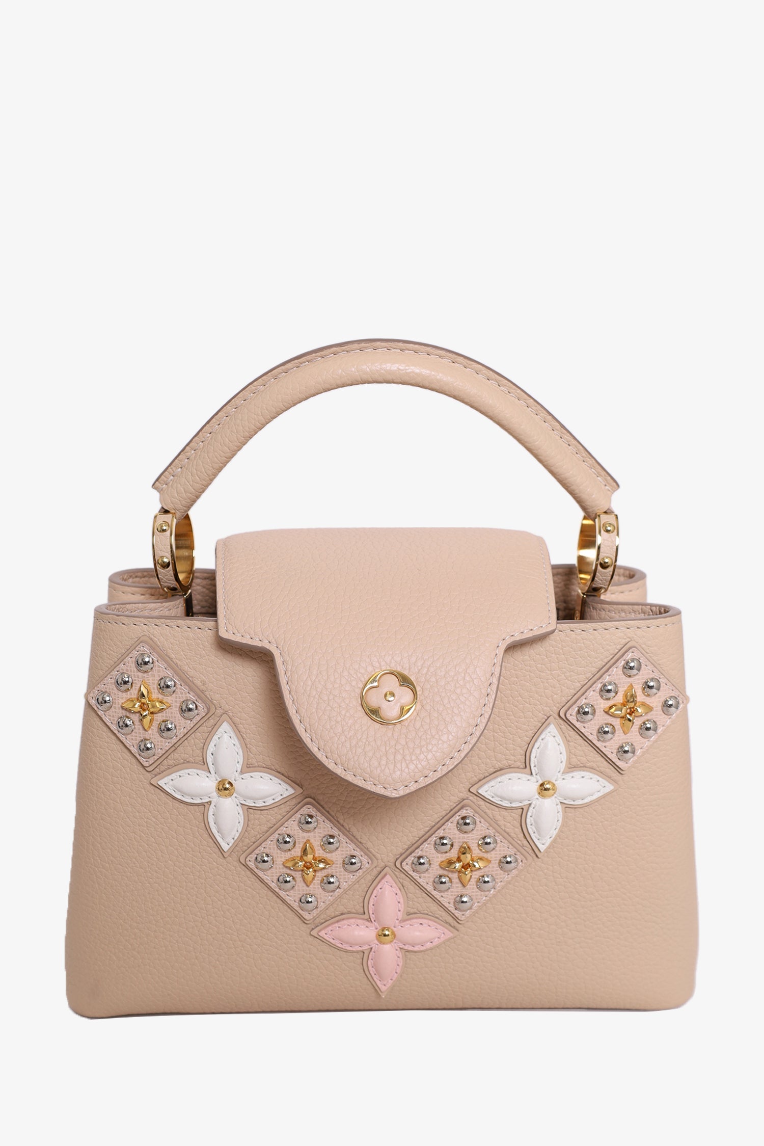 Louis Vuitton Beige Taurillon Mechanical Flowers Smile Capucines BB with Strap