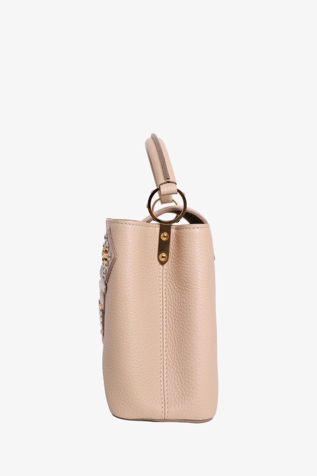 Louis Vuitton Beige Taurillon Mechanical Flowers Smile Capucines BB with Strap
