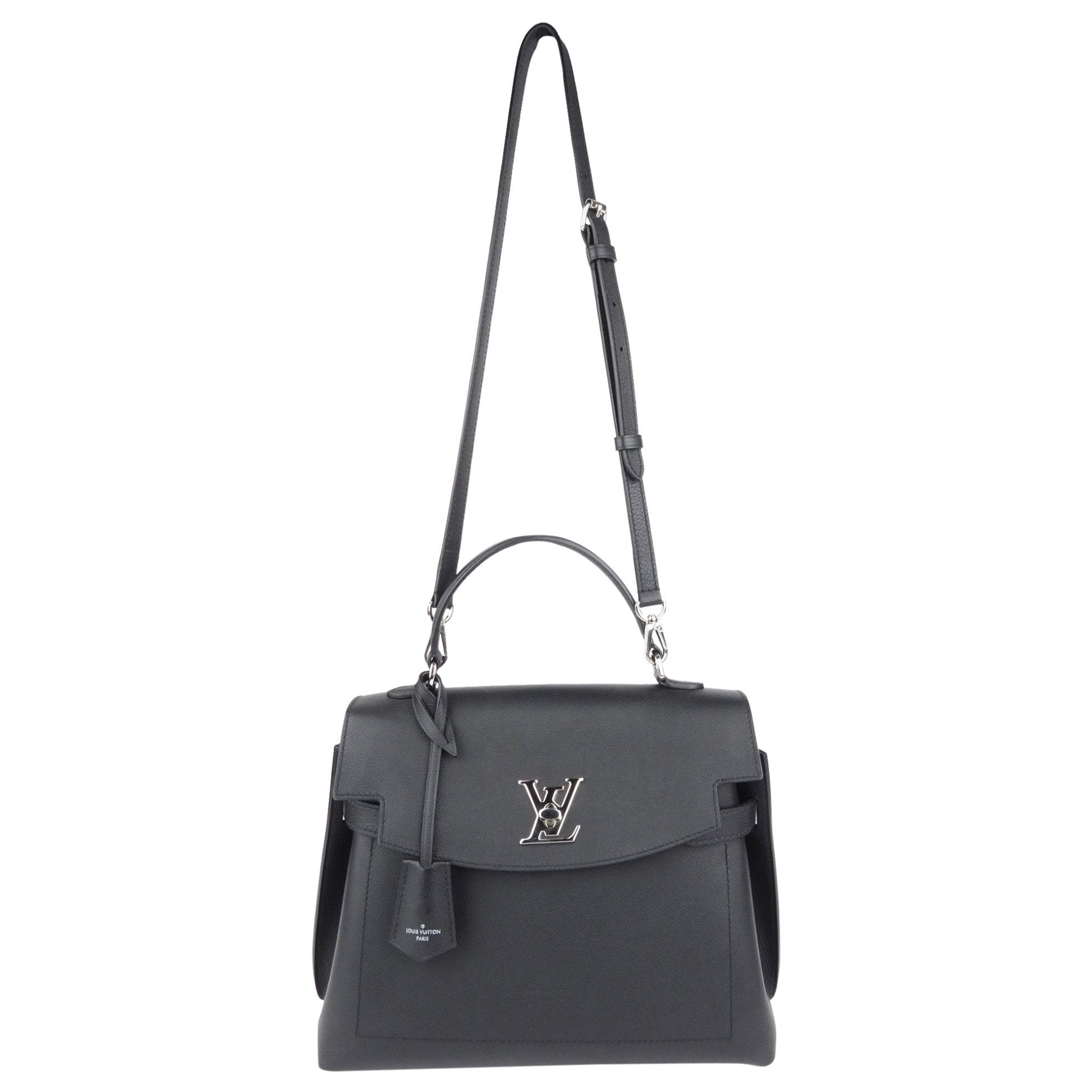 Louis Vuitton Black Grained Calfskin Leather Lockme Ever MM Two Way Top Handle Bag