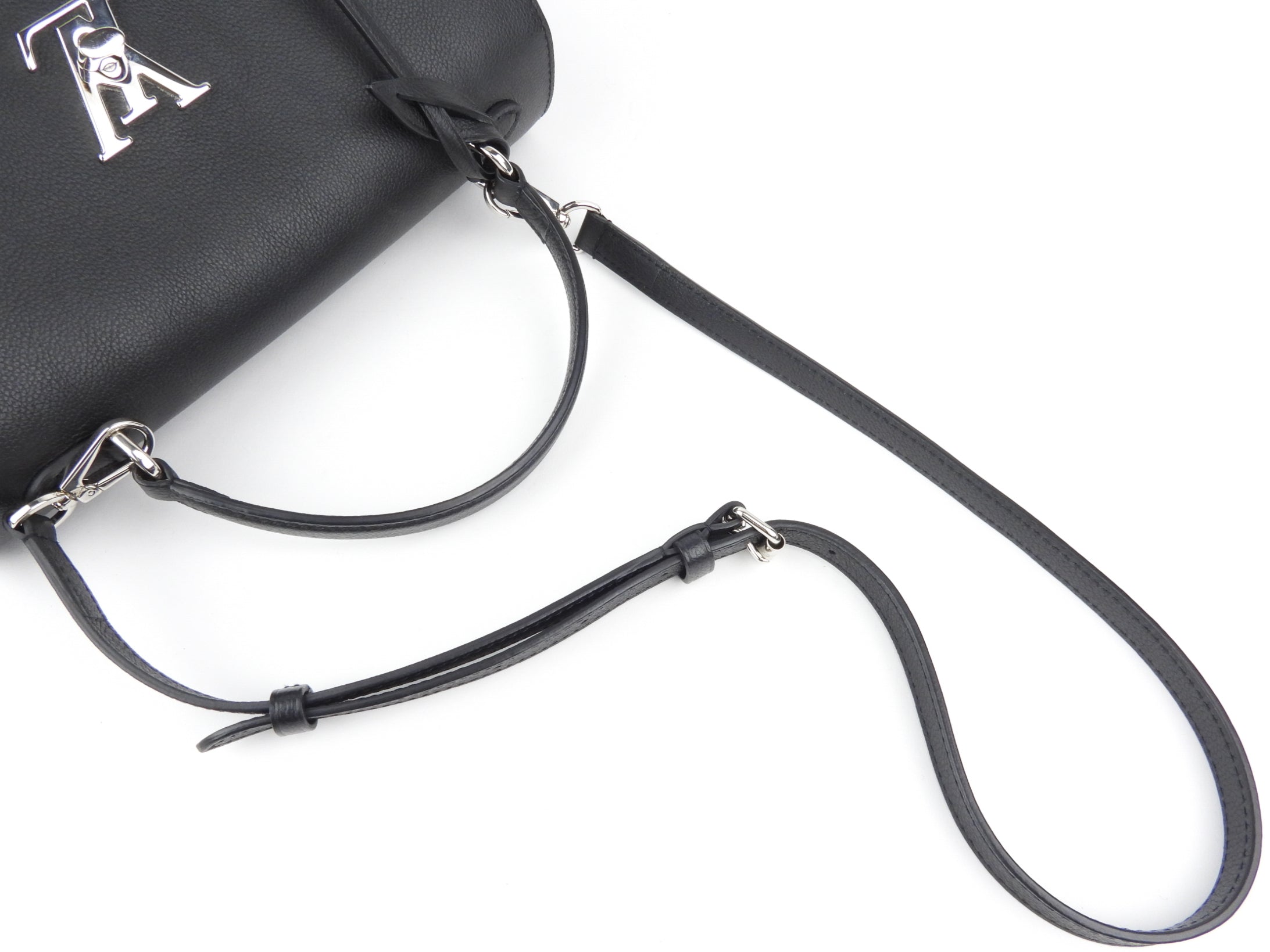 Louis Vuitton Black Grained Calfskin Leather Lockme Ever MM Two Way Top Handle Bag