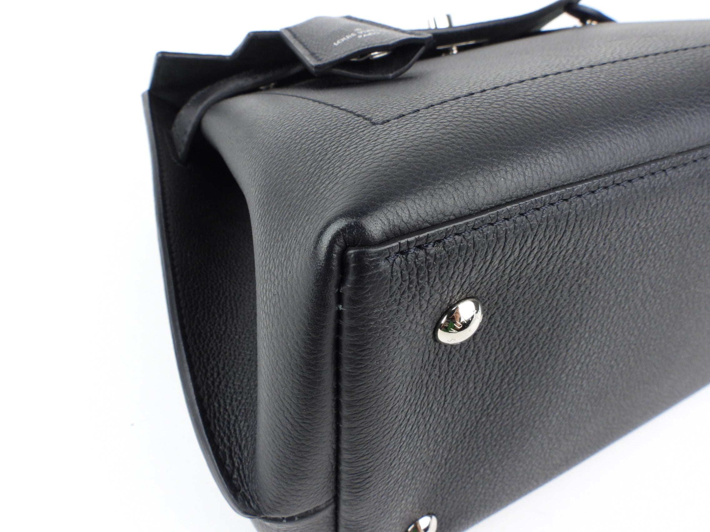 Louis Vuitton Black Grained Calfskin Leather Lockme Ever MM Two Way Top Handle Bag