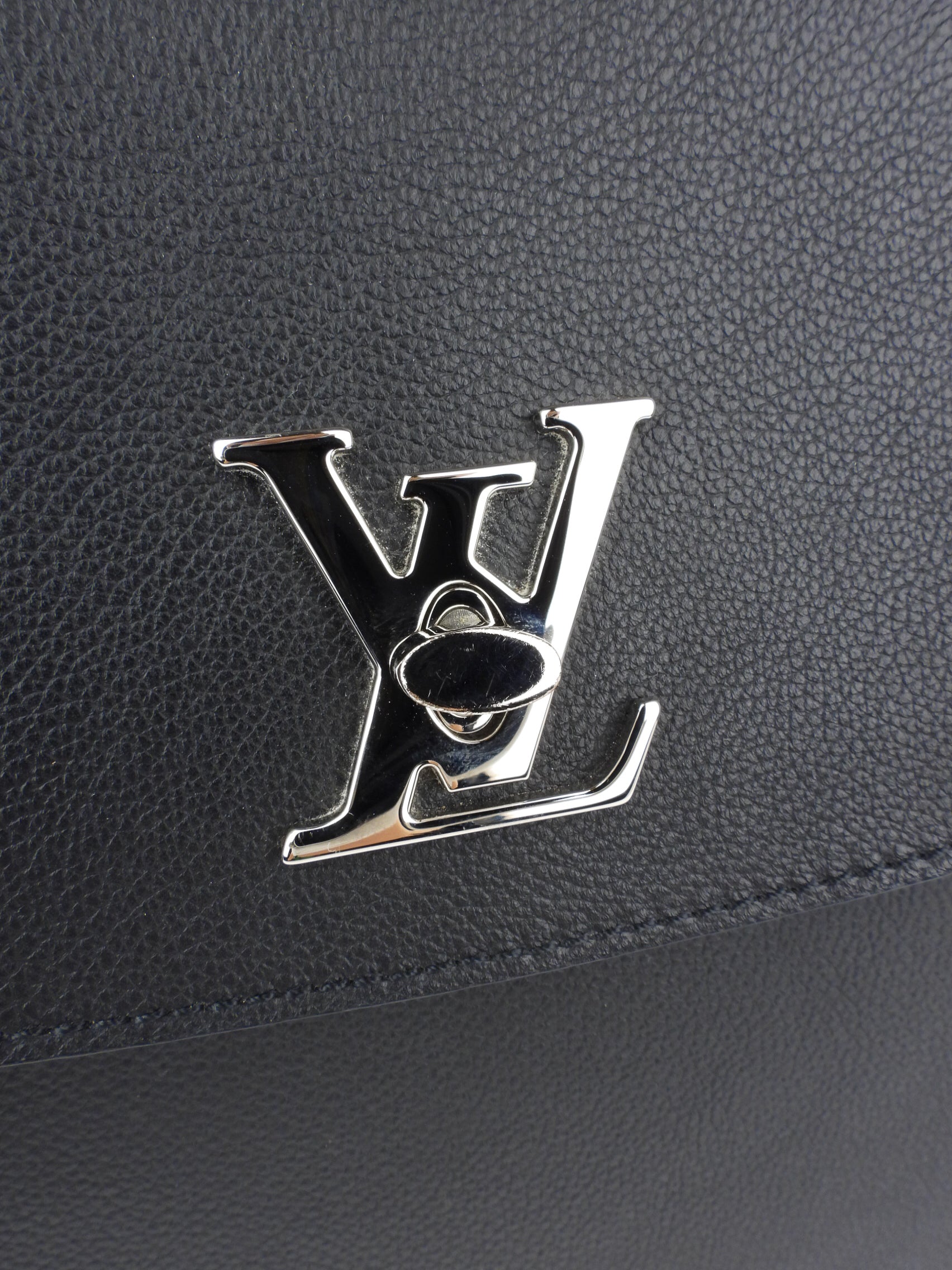 Louis Vuitton Black Grained Calfskin Leather Lockme Ever MM Two Way Top Handle Bag