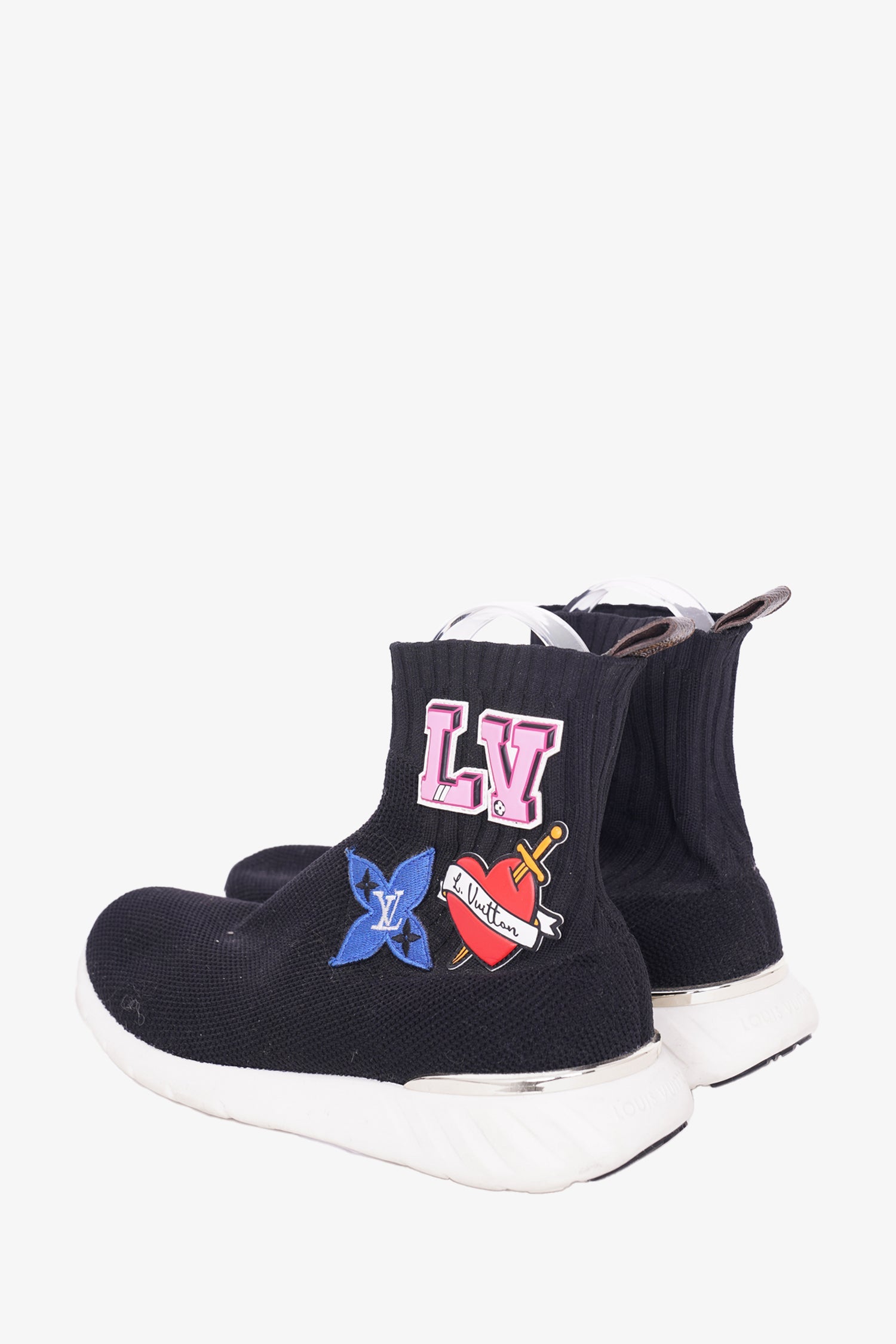 Louis Vuitton Black  LV Heart Patches Sock Sneakers Size 37.5