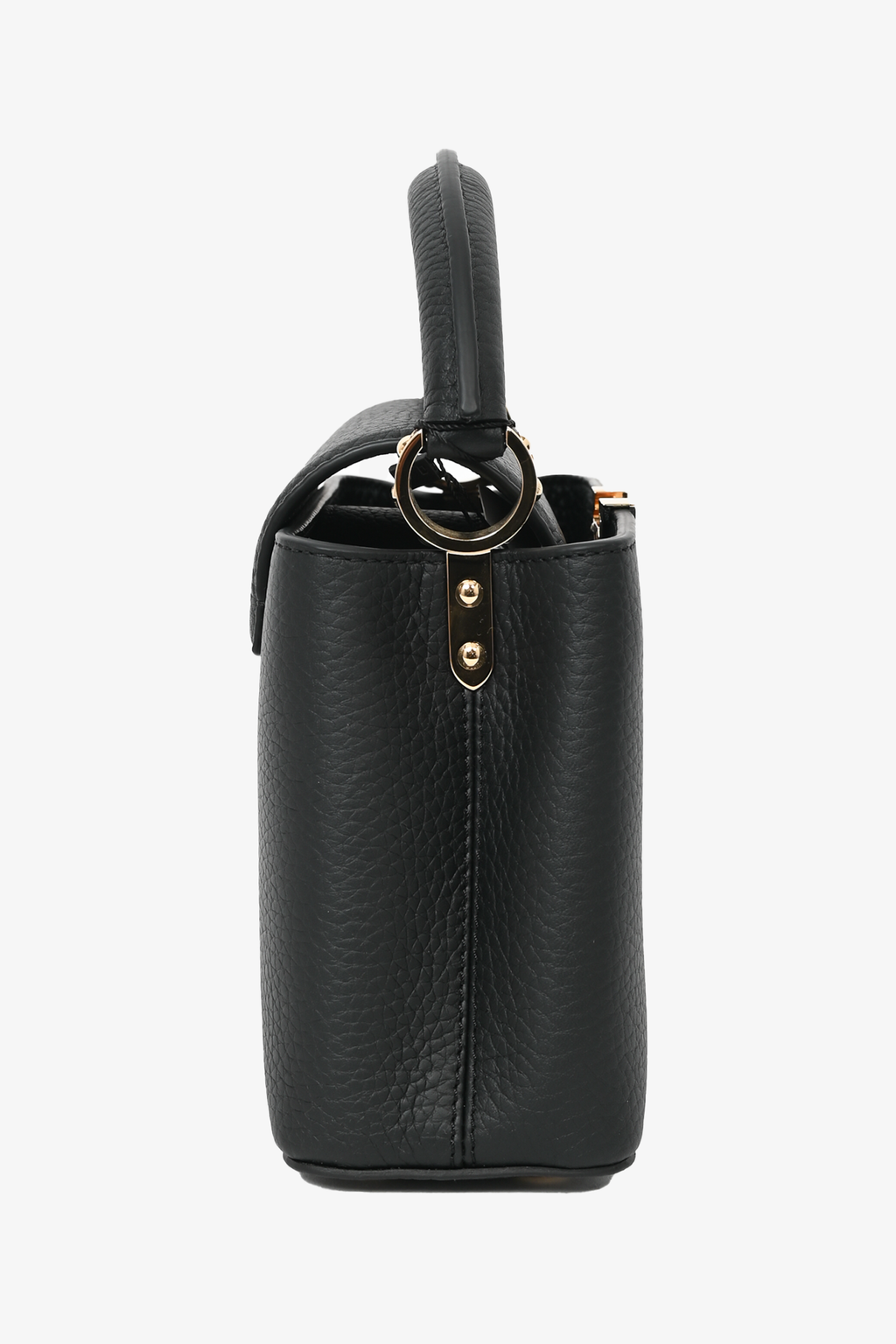 Louis Vuitton Black Leather Mini Capucines Bag with Strap