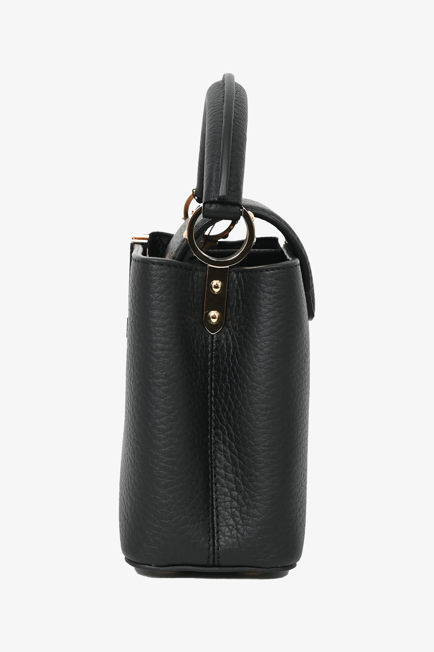 Louis Vuitton Black Leather Mini Capucines Bag with Strap