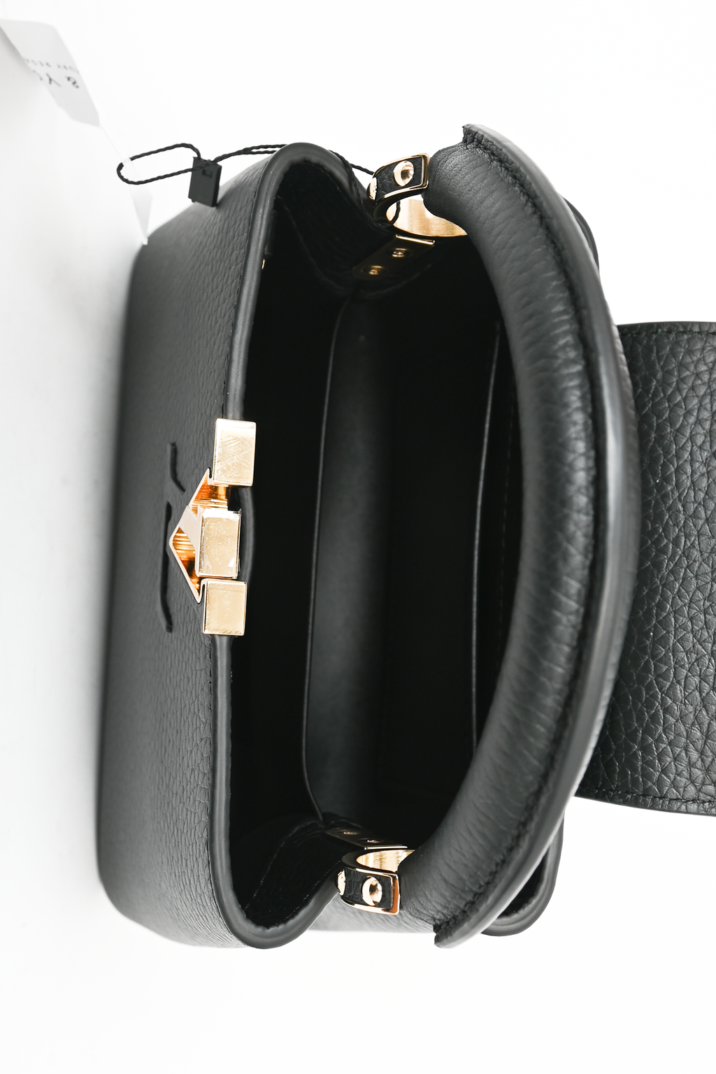 Louis Vuitton Black Leather Mini Capucines Bag with Strap