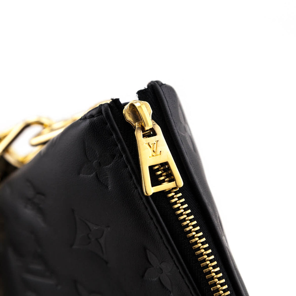 Louis Vuitton Black Monogram Embossed Lambskin Coussin PM