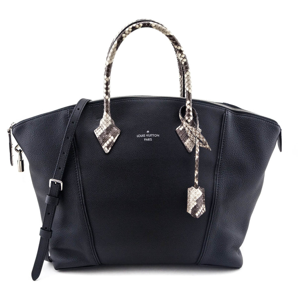 Louis Vuitton Black Veau Cachemire Python Soft Lockit MM