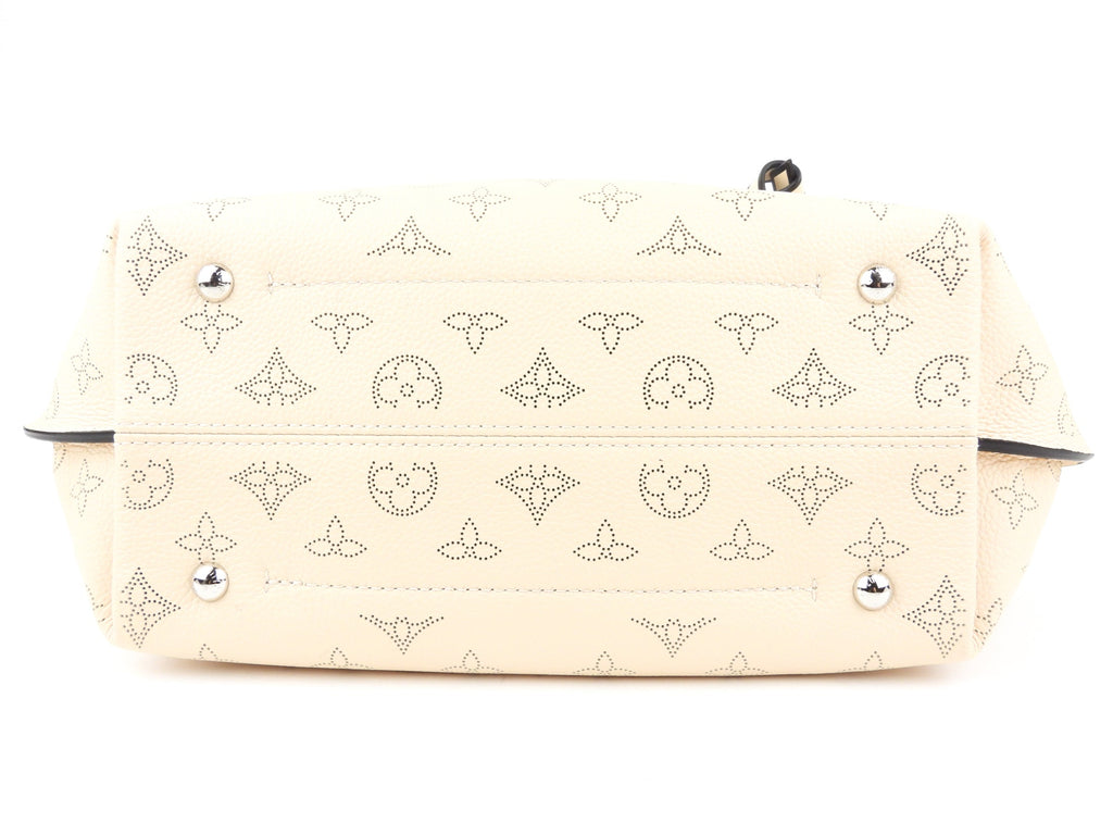 Louis Vuitton Crème Beige and Brown Mahina Perforated Calfskin Leather Girolata Two Way Shoulder Bag