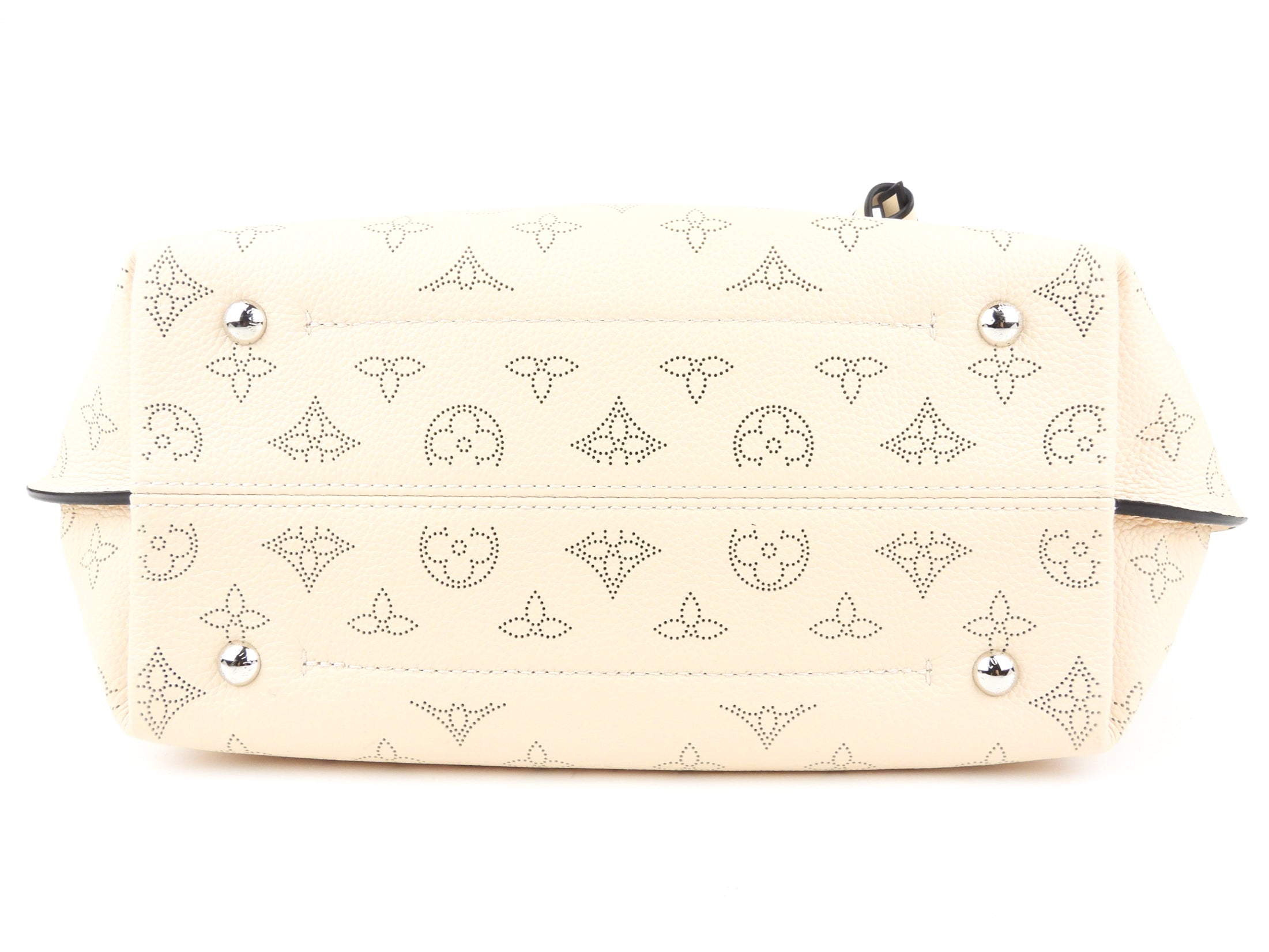 Louis Vuitton Crème Beige and Brown Mahina Perforated Calfskin Leather Girolata Two Way Shoulder Bag