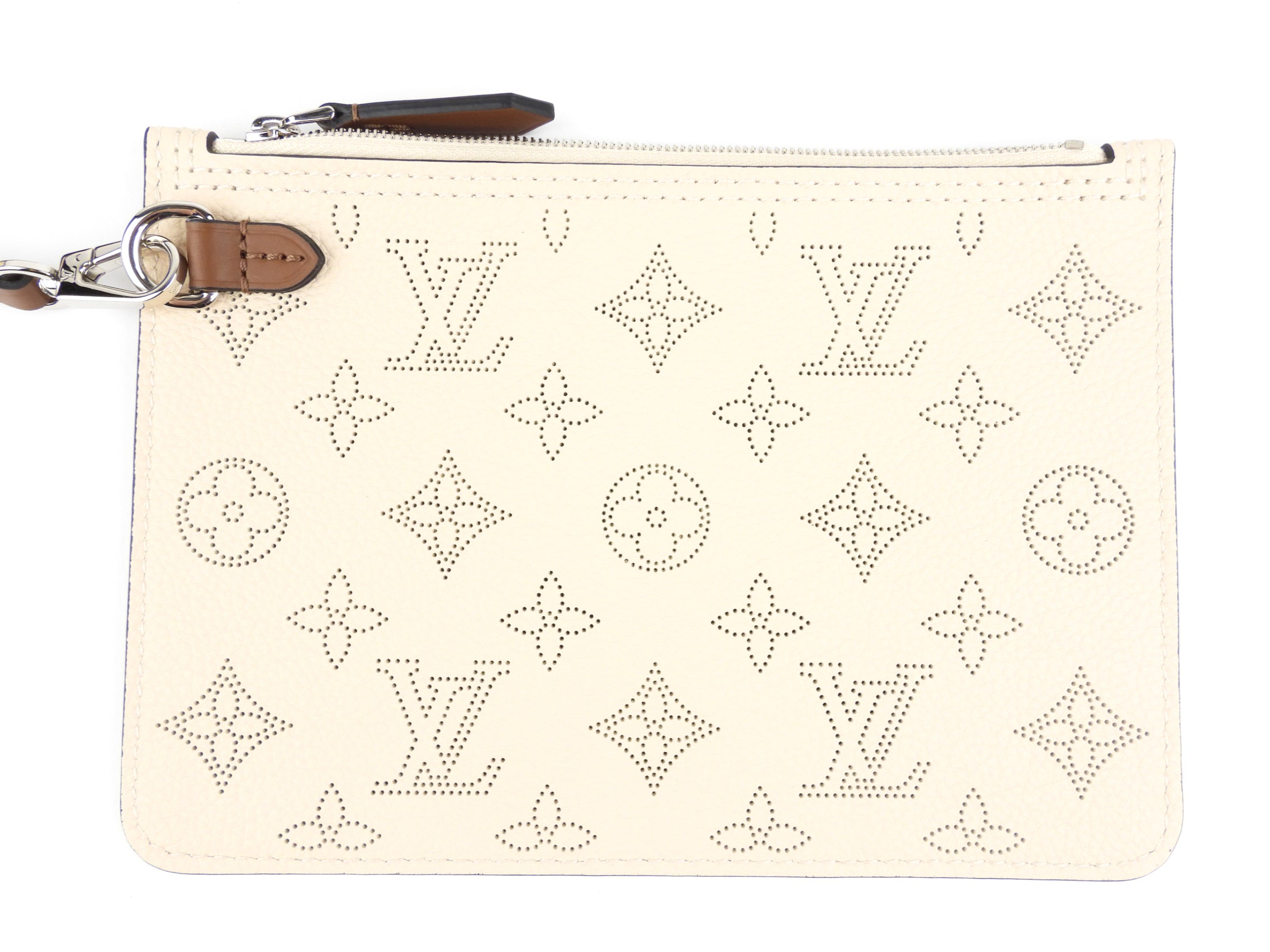 Louis Vuitton Crème Beige and Brown Mahina Perforated Calfskin Leather Girolata Two Way Shoulder Bag
