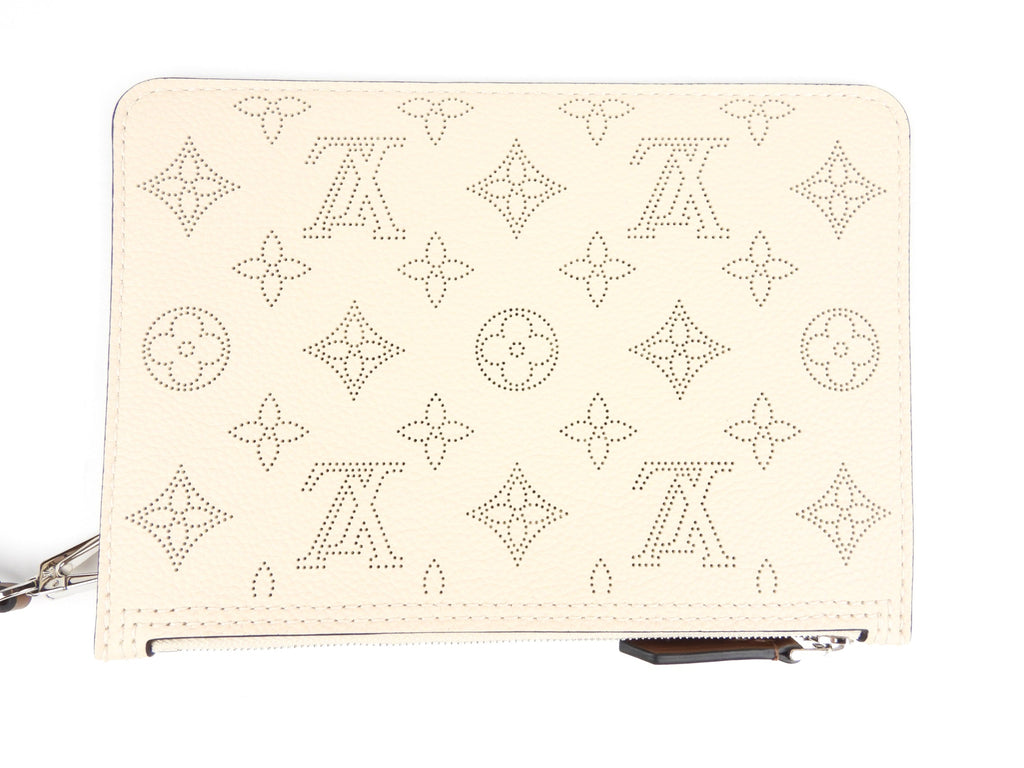 Louis Vuitton Crème Beige and Brown Mahina Perforated Calfskin Leather Girolata Two Way Shoulder Bag