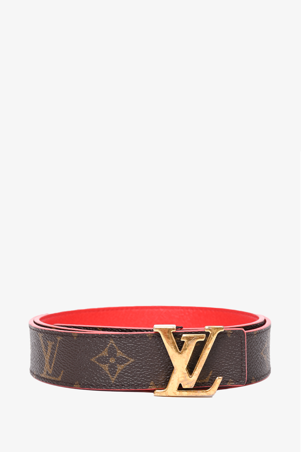 Louis Vuitton Monogram/Red Leather Reversible Belt Size 75