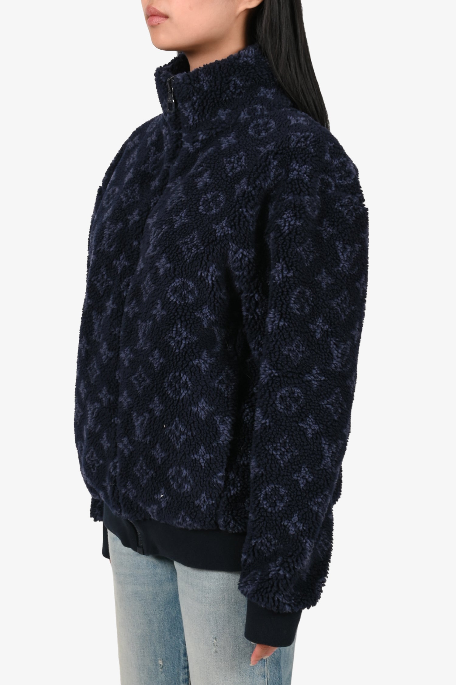 Louis Vuitton Navy Fleece Monogram Teddy Zip Size S